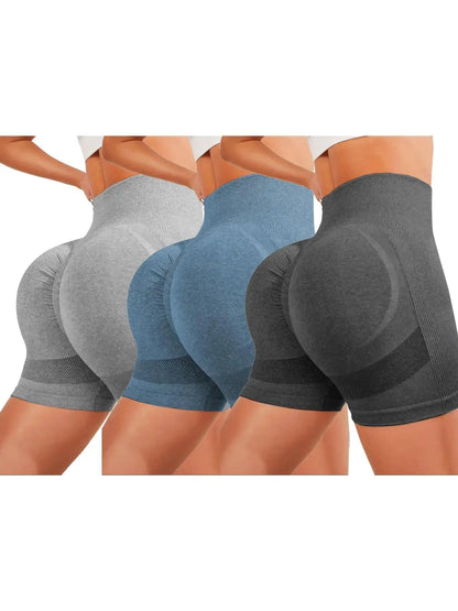 Women'S Solid Color High Waist Sports Shorts, Workout Exercise Supportive Compression Short Leggings, Ladies Sportswear, Summer Outfits 2026
