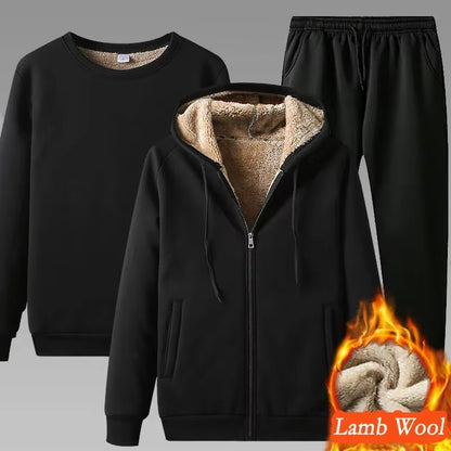 2024 Sports Running Set Sports Wear Keep Warm Sports Set Velvet Lining GYM Suit Men'S Winter Warm Thickening Track Suit Men