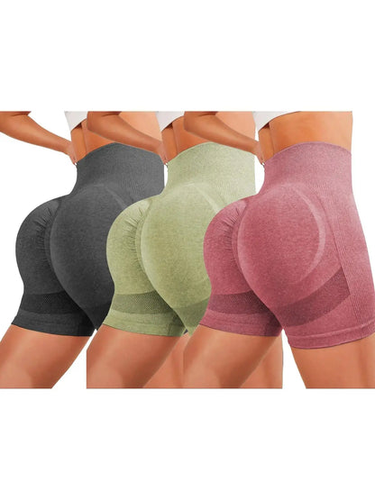 Women'S Solid Color High Waist Sports Shorts, Workout Exercise Supportive Compression Short Leggings, Ladies Sportswear, Summer Outfits 2026