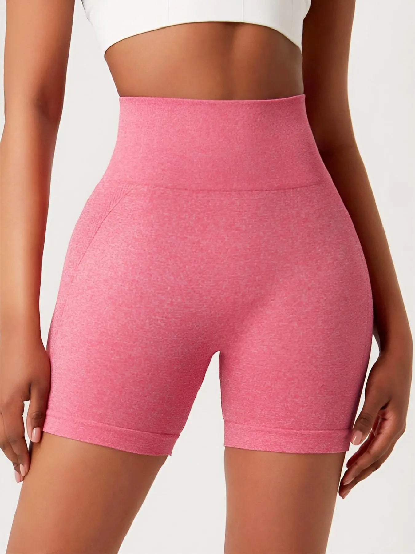 Women'S Solid Color High Waist Sports Shorts, Workout Exercise Supportive Compression Short Leggings, Ladies Sportswear, Summer Outfits 2026