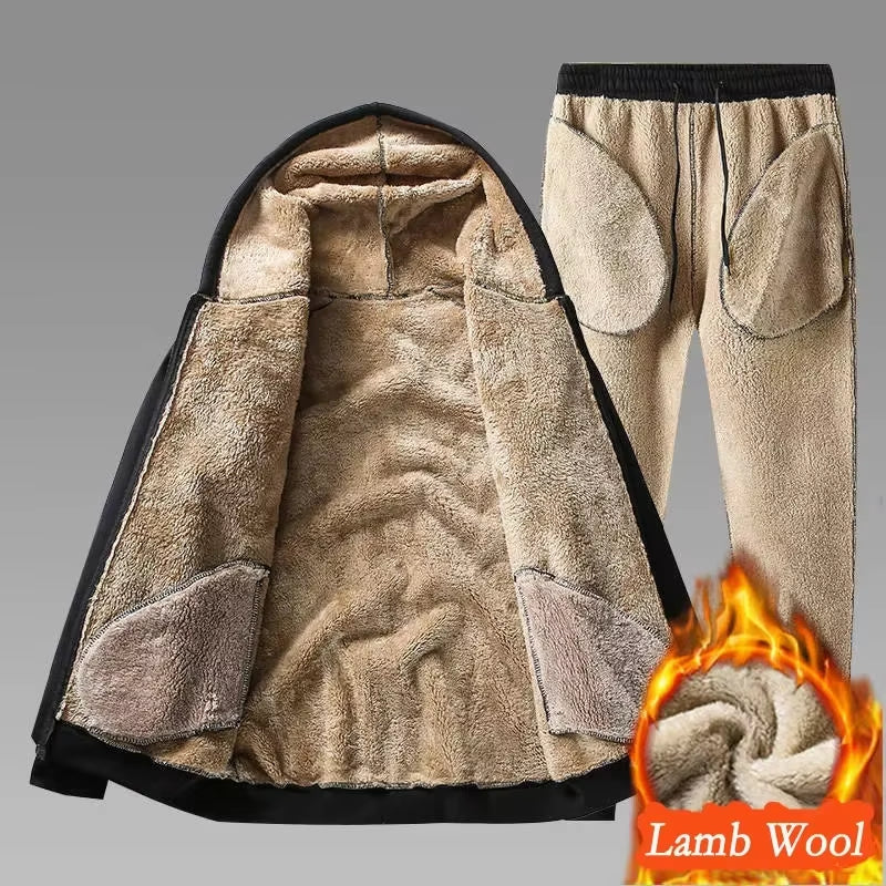 2024 Sports Running Set Sports Wear Keep Warm Sports Set Velvet Lining GYM Suit Men'S Winter Warm Thickening Track Suit Men