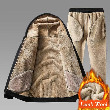 2024 Sports Running Set Sports Wear Keep Warm Sports Set Velvet Lining GYM Suit Men'S Winter Warm Thickening Track Suit Men