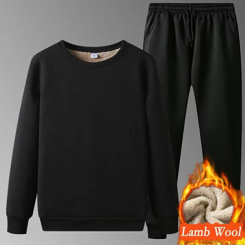 2024 Sports Running Set Sports Wear Keep Warm Sports Set Velvet Lining GYM Suit Men'S Winter Warm Thickening Track Suit Men
