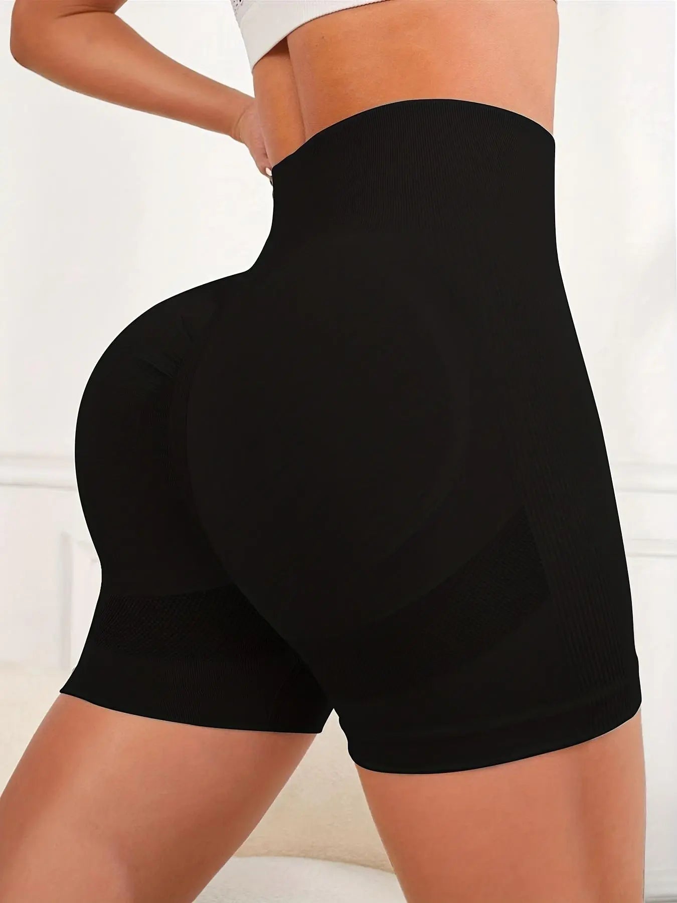 Women'S Solid Color High Waist Sports Shorts, Workout Exercise Supportive Compression Short Leggings, Ladies Sportswear, Summer Outfits 2026