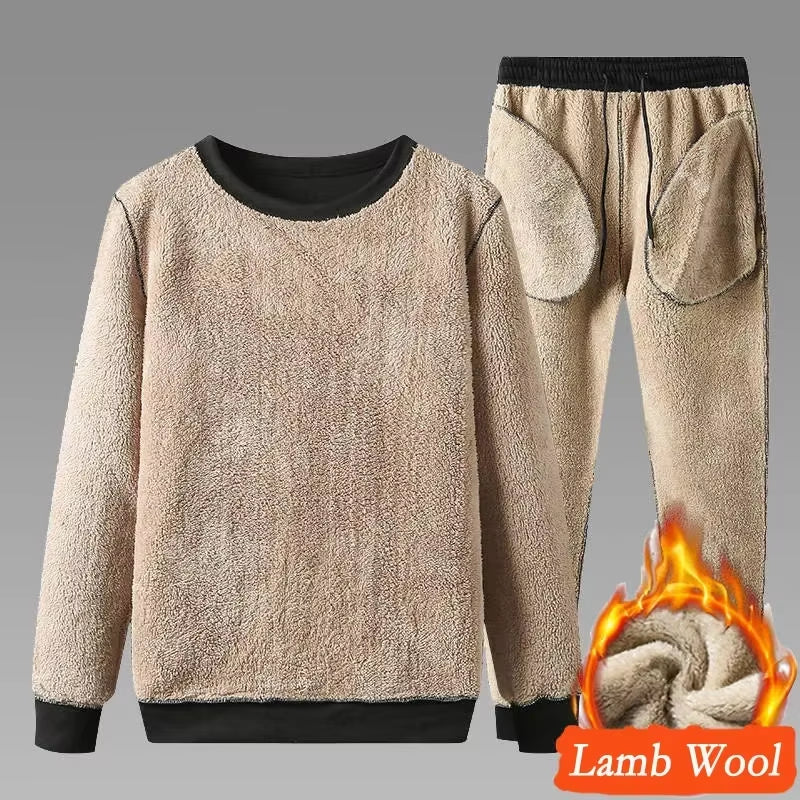 2024 Sports Running Set Sports Wear Keep Warm Sports Set Velvet Lining GYM Suit Men'S Winter Warm Thickening Track Suit Men