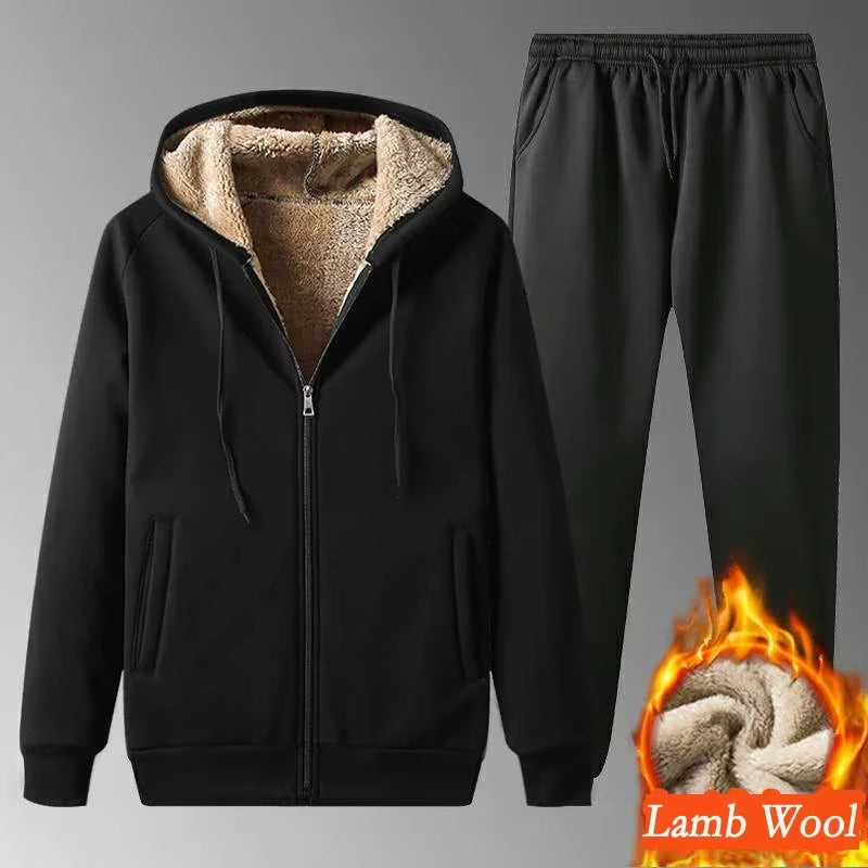 2024 Sports Running Set Sports Wear Keep Warm Sports Set Velvet Lining GYM Suit Men'S Winter Warm Thickening Track Suit Men